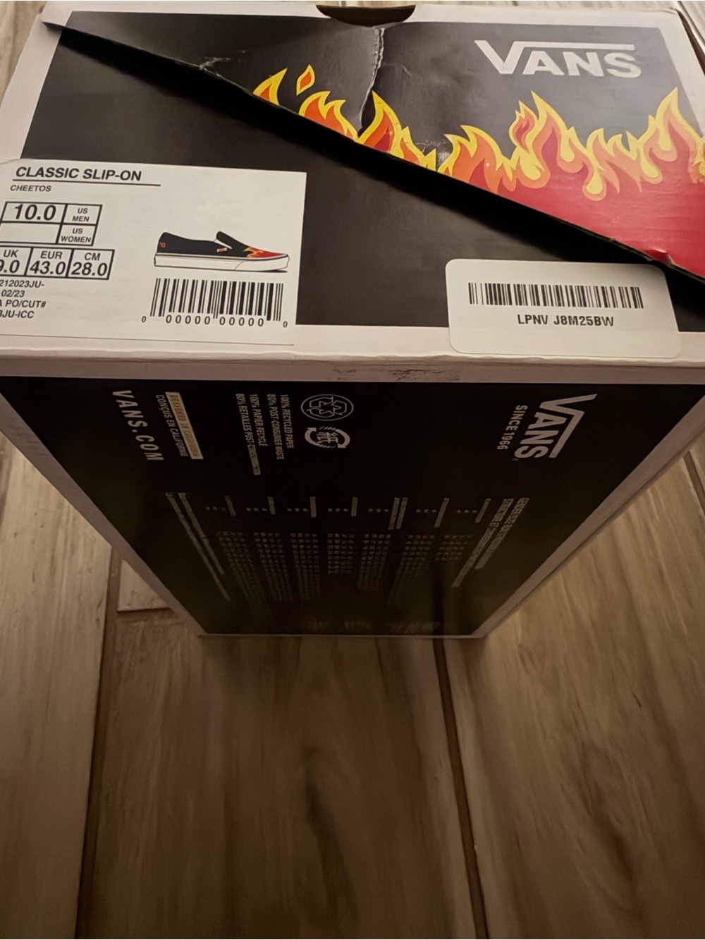 Men’s Slip-On Hot Cheetos Vans - Black with Red & Yellow Flames - Picture 4 of 4